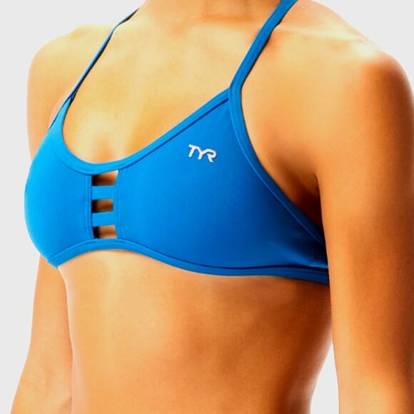 TYR DuraFast One Solid Pacific Tieback Top Swim Top Blue Teal - Size Small 4/6 - Picture 1 of 6